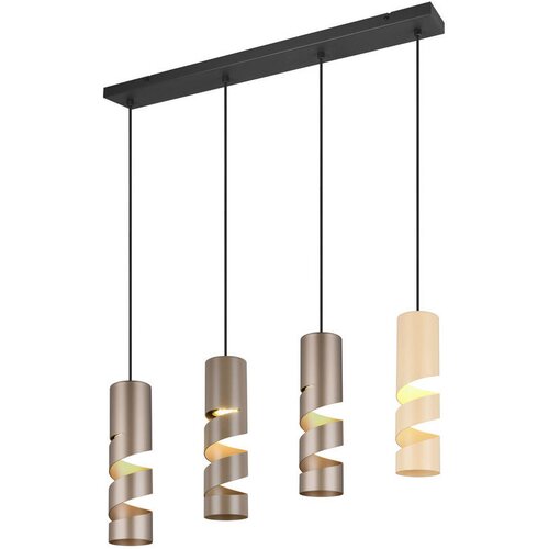 Trio Leuchten Moderne hanglamp zwart met taupe en beige 4-lichts - Stream Slike