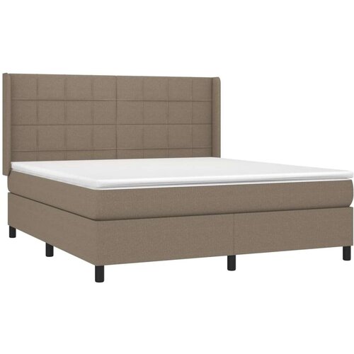  Box spring s madracem LED smeđesivi 180x200 cm tkanina Slike
