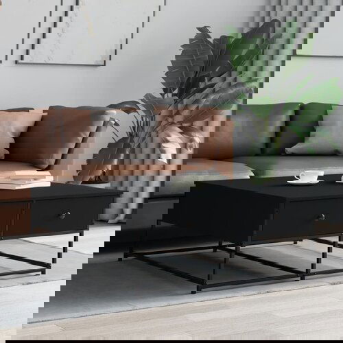 The Living Store Klubska mizica črna 100x99x40 cm inženirski les - Klubska Mizica, (21574387) Cene