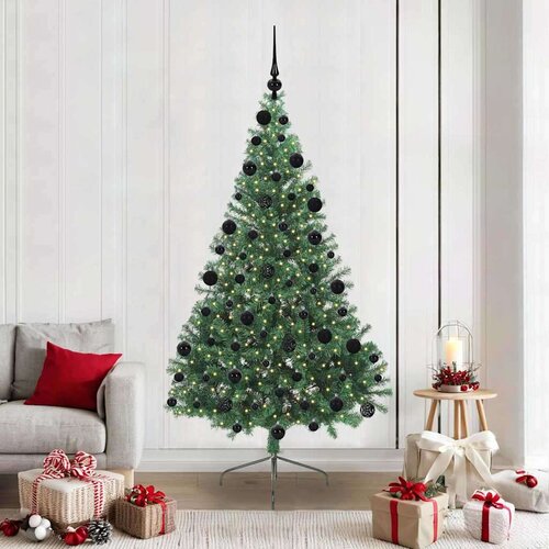 vidaXL Umjetna preddekorirana božićna jelka Zelena 210 cm PVC Cene