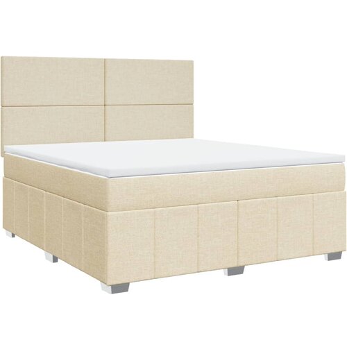 VidaXL Krevet s oprugama i madracem krem 180x200 cm od tkanine Slike