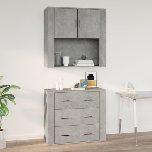 The Living Store Stenska omarica betonsko siva 80x33x80 cm inženirski les - Stenska Omarica, (21436178) Cene