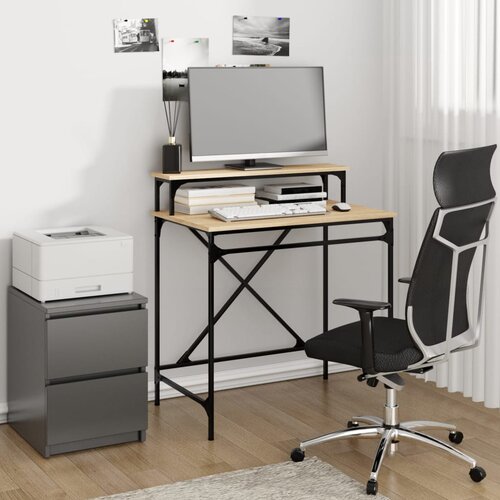 vidaXL Pisalna miza sonoma hrast 80x50x90 cm inženirski les in železo Cene