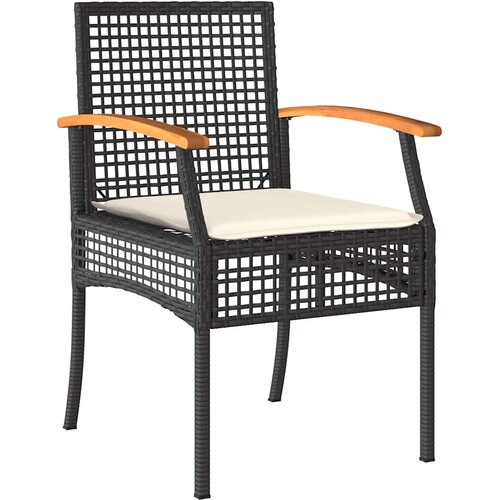  4-dijelni vrtni blagovaonski set od poliratana s jastucima crni Crna 140 cm table length Slike