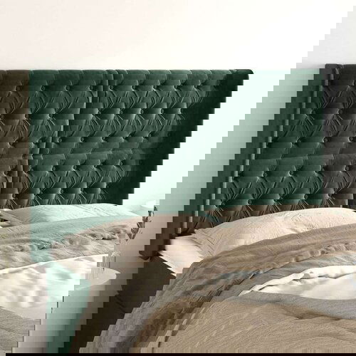  Vzglavje z ušesi temno zeleno 147x16x118/128 cm žamet, (20936371) Cene