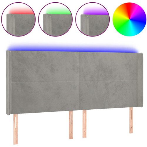 Maison Chic led posteljno vzglavje - vzglavna omarica - nočna omarica svetlo sivo 183x16x118/128 cm žamet, (21711024) Cene