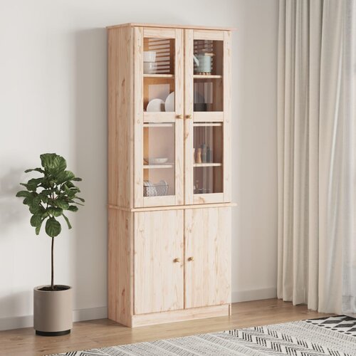 vidaXL Steklena vitrina ALTA 77x35x186,5 cm trdna borovina Cene