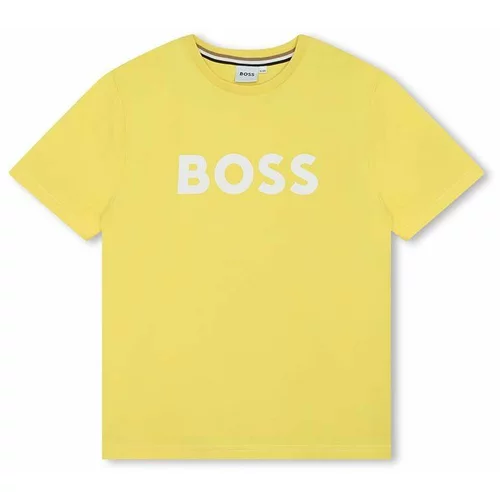 Boss Dječja pamučna majica kratkih rukava boja: zelena, s tiskom