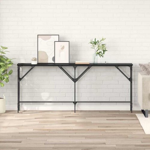 VidaXL Konzolna stolica Crni hrast 180 x 29 x 75 cm Konstruirano drvo Slike