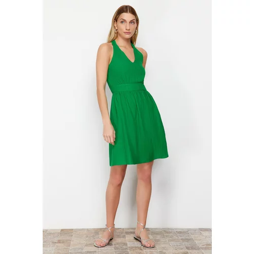 Trendyol Green A-Line Barbell Back Gipe Detail Woven Dress