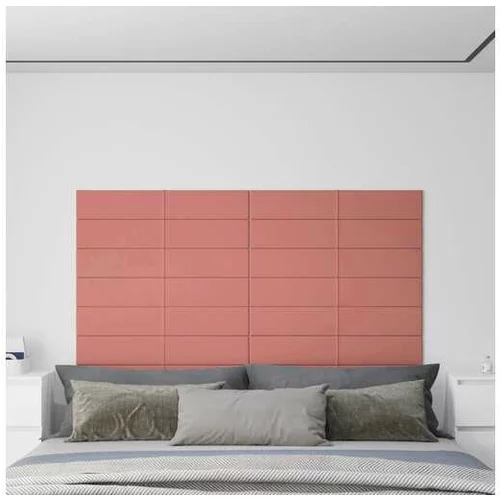  Stenski paneli 12 kosov roza 90x15 cm žamet 1,62 m²