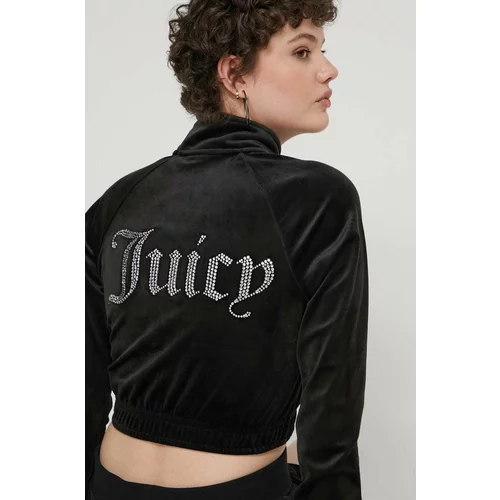 Juicy Couture Dukserica od velura boja: crna, s aplikacijom