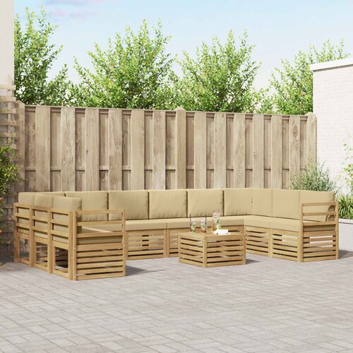  Set vanjskih sofa 11 pcs Bijela i bež 59 x 59 x 37 cm Poliester Cene
