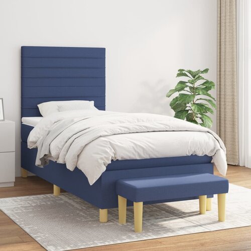  The Living Store Box spring postelja z vzmetnico moder 90x190 cm blago - Box Spring Postelja, (21449826) Slike
