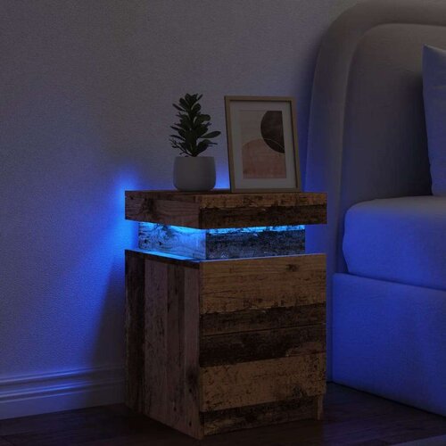 vidaXL Nočna omarica z LED starinski les 35x39x55 cm inženirski les Cene
