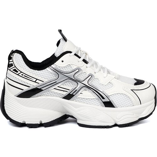 Shelvt White and black comfortable sneakers with mesh Slike