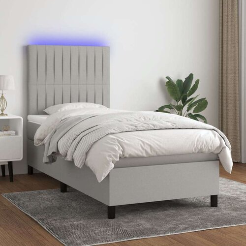  Box spring s madracem LED svjetlosivi 100x200 cm tkanina Cijene