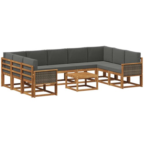 vidaXL Zunanja garnitura za sedenje 10 pcs Naravna in antracitna, (5000280843) Cene