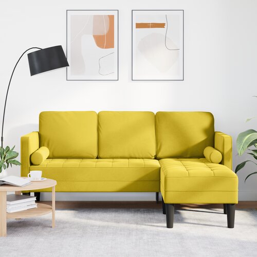 vidaXL l-kotiščni kavč rumena 173x131x67 cm velvet Cene
