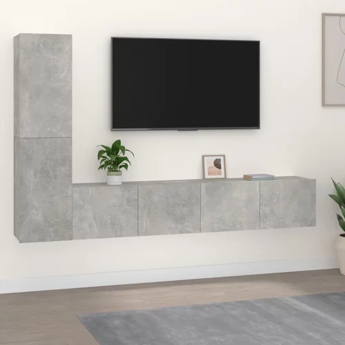vidaXL Komplet TV omaric 4-delni betonsko siv inženirski les