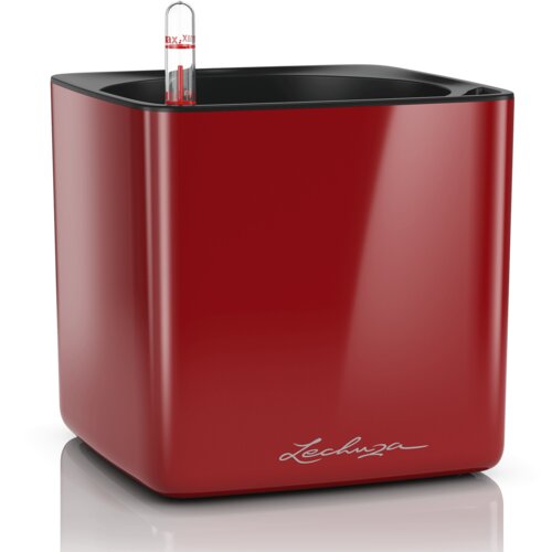 LECHUZA Okrasni lonec Cube Glossy 16 - Scarlet rdeča visoki sijaj Cene