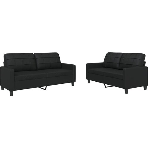  2-dijelni set sofa s jastucima crni od umjetne kože Crna Slike