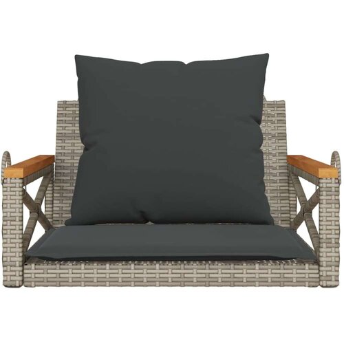 VidaXL Klupa za ljuljanje s jastucima siva 63x62x40 cm od poliratana Slike