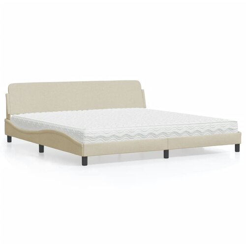 vidaXL Postelja z vzmetnico krem 200x200 cm blago Cene