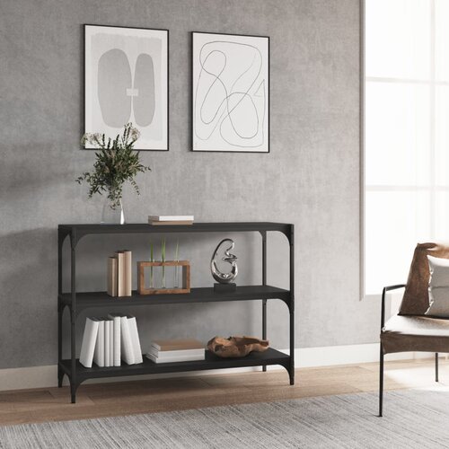 VidaXL Knjižna omara črna 100x33x70,5 cm inženirski les in jeklo Slike
