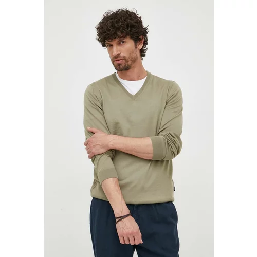 Boss Vuneni pulover za muškarce, boja: zelena, lagani