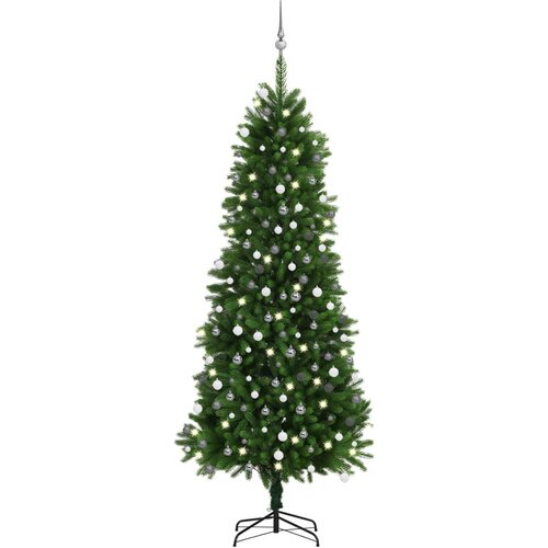 In umjetno božićno drvce s led svjetlima i kuglicama 240 cm zeleno Cijene