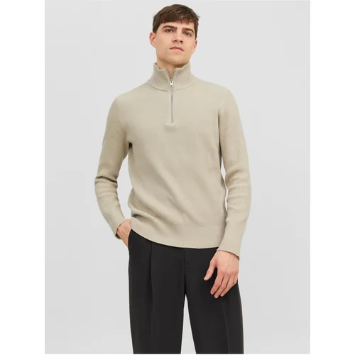 Jack & Jones Beige Mens Ribbed Sweater Perfect - Men