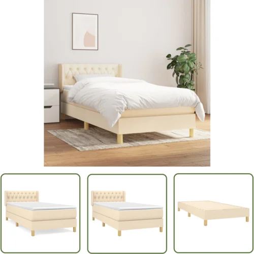 The Living Store Box spring postelja z vzmetnico krem 90x190 cm blago - Box Spring Postelja, (21737521)