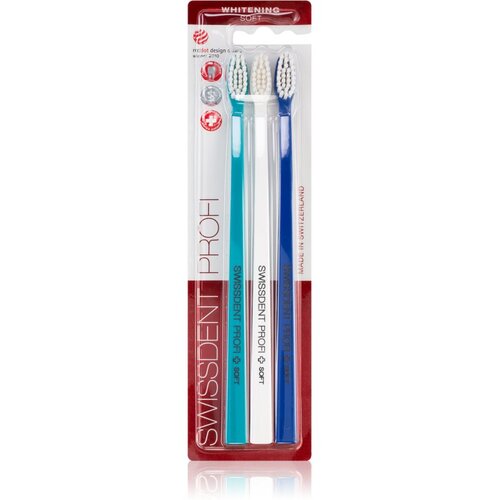 Swissdent Profi Whitening Trio Soft mehka zobna ščetka 3 ks odtenek Dark Blue, Turquoise, White Cene