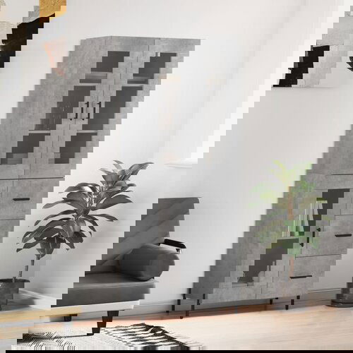 VidaXL Visoka komoda siva betona 69 5x34x180 cm od konstruiranog drva Slike