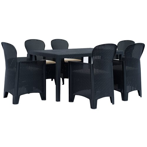 The Living Store Zunanja jedilna garnitura 7-delna iz plastike antracitna - Zunanja Jedilna Garnitura, (21475500) Cene