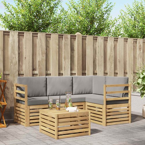  Set vanjskih sofa 5 pcs Bijela i svjetlosiva 59 x 59 x 37 cm Cijene
