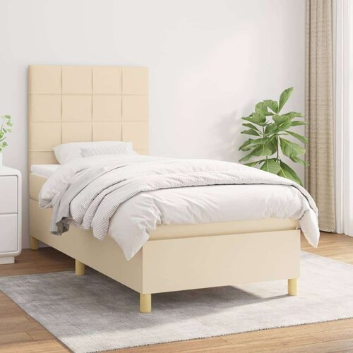  Krevet s oprugama i madracem krem 100 x 200 cm od tkanine Slike
