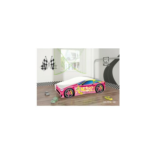 ACMA car v deciji krevet 180×80 + gratis dusek (pink-žuti) dezen 08 Cene