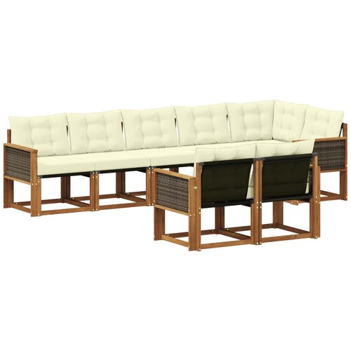vidaXL Zunanja garnitura za sedenje z blazino 8 pcs Naravna in smetana, (5000282261) Cene