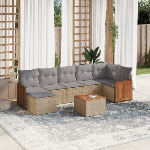 vidaXL 8-dijelni set vrtnih sofa od poliratana s jastucima bež Cijene