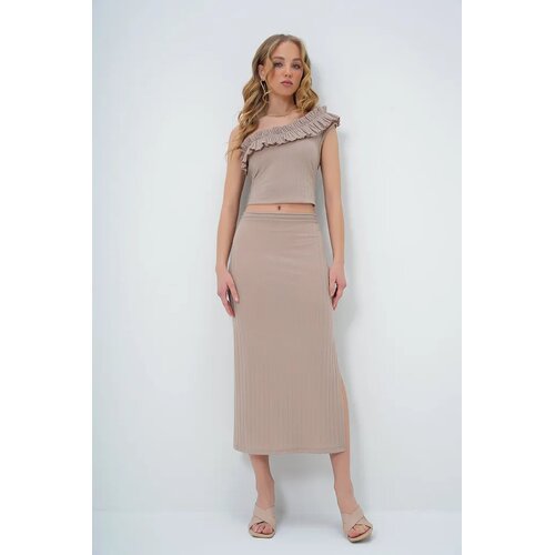 Trend Alacati Stili Ženski komplet bluza i suknja Alc-X13578, Bež Cene