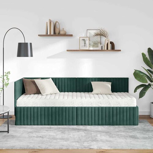  Kutni krevetni okvir s madracem 2 pcs Zelena Bar&amp;scaron;un Slike