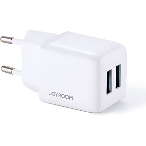 Joyroom mrežni punjač &amp;ndash; 2 x USB + brzo punjenje - 12W, 2,4A &amp;ndash; Bijela Slike