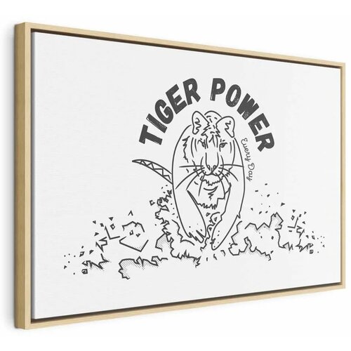  Slika - Tiger Power (1 Part) Wide 60x40 U prirodnom drvenom okviru Cijene
