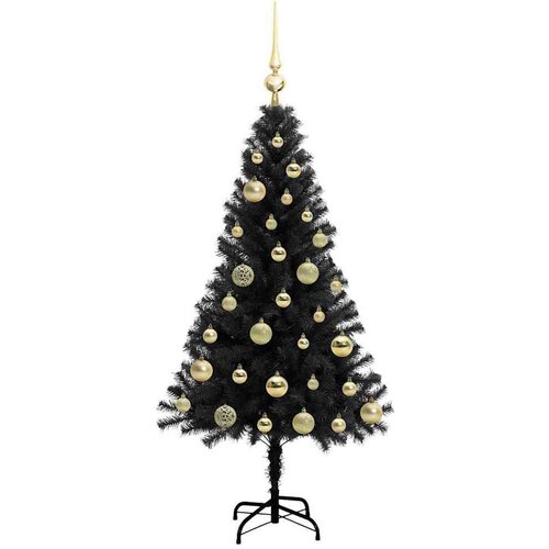 VidaXL Božićno drvce s 150 LED svjetlima s stalakom Crna 120 cm PVC Slike