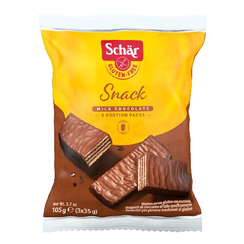 Schar snack - hrskavi vafl punjen kremom od lešnika, preliven čokoladom 105g Slike