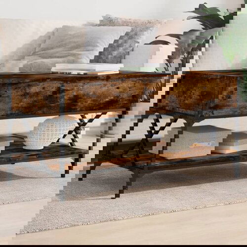  The Living Store Klubska mizica dimljeni hrast 100x50x50 cm inž. les in kovina - Klubska Mizica, (21498603) Cene