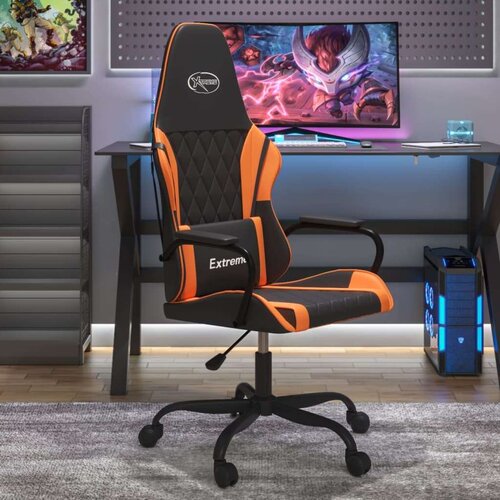  Gaming stol črno in oranžno umetno usnje Cene