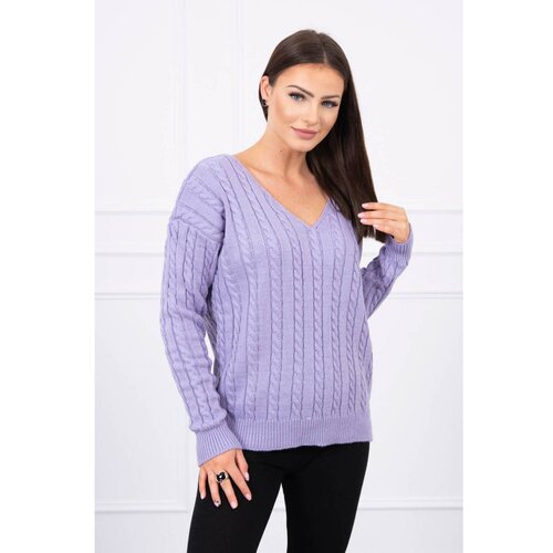 Kesi Braided sweater with V-neck purple Slike
